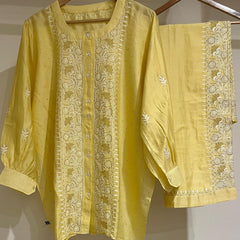 Pure Chanderi Embellished Co-ord Set for Women