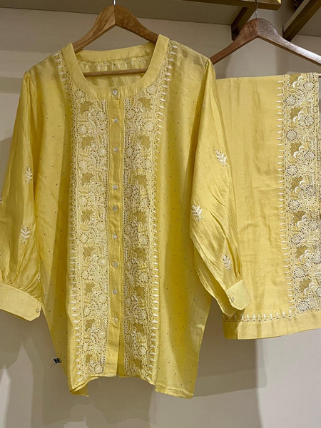 Pure Chanderi Embellished Co-ord Set for Women