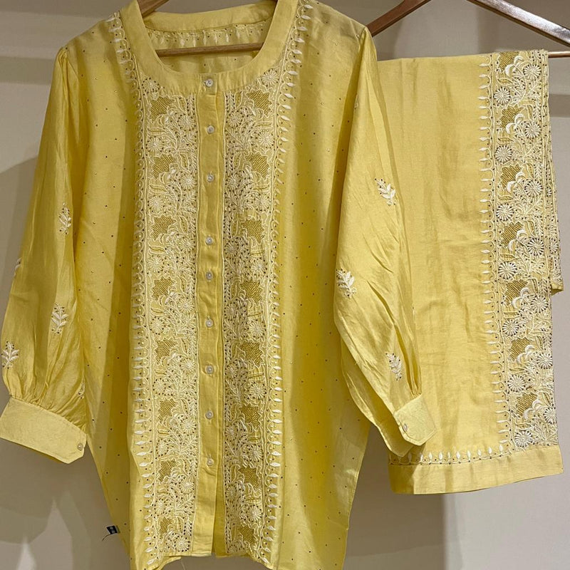 Pure Chanderi Embellished Co-ord Set for Women