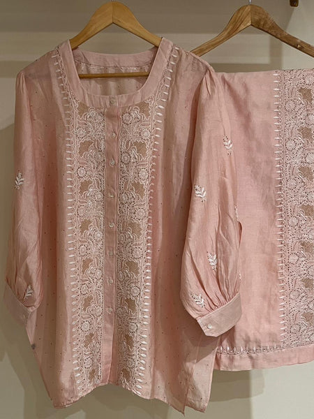 Pure Chanderi Embellished Co-ord Set for Women