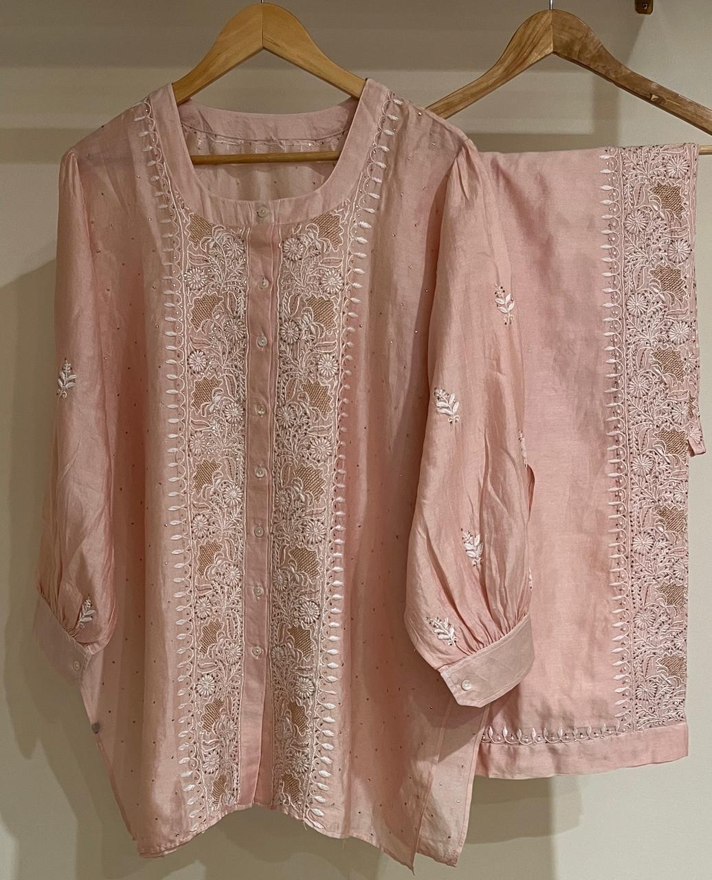 Pure Chanderi Embellished Co-ord Set for Women