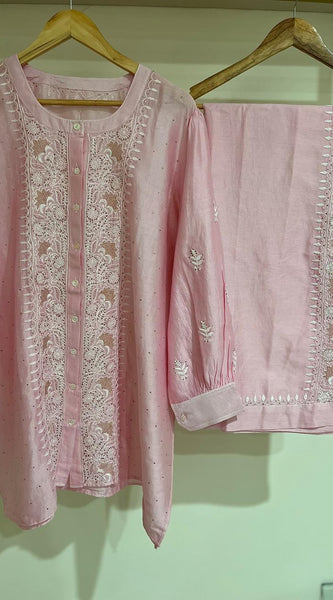 Pure Chanderi Embellished Co-ord Set for Women