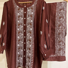 Pure Chanderi Embellished Co-ord Set for Women