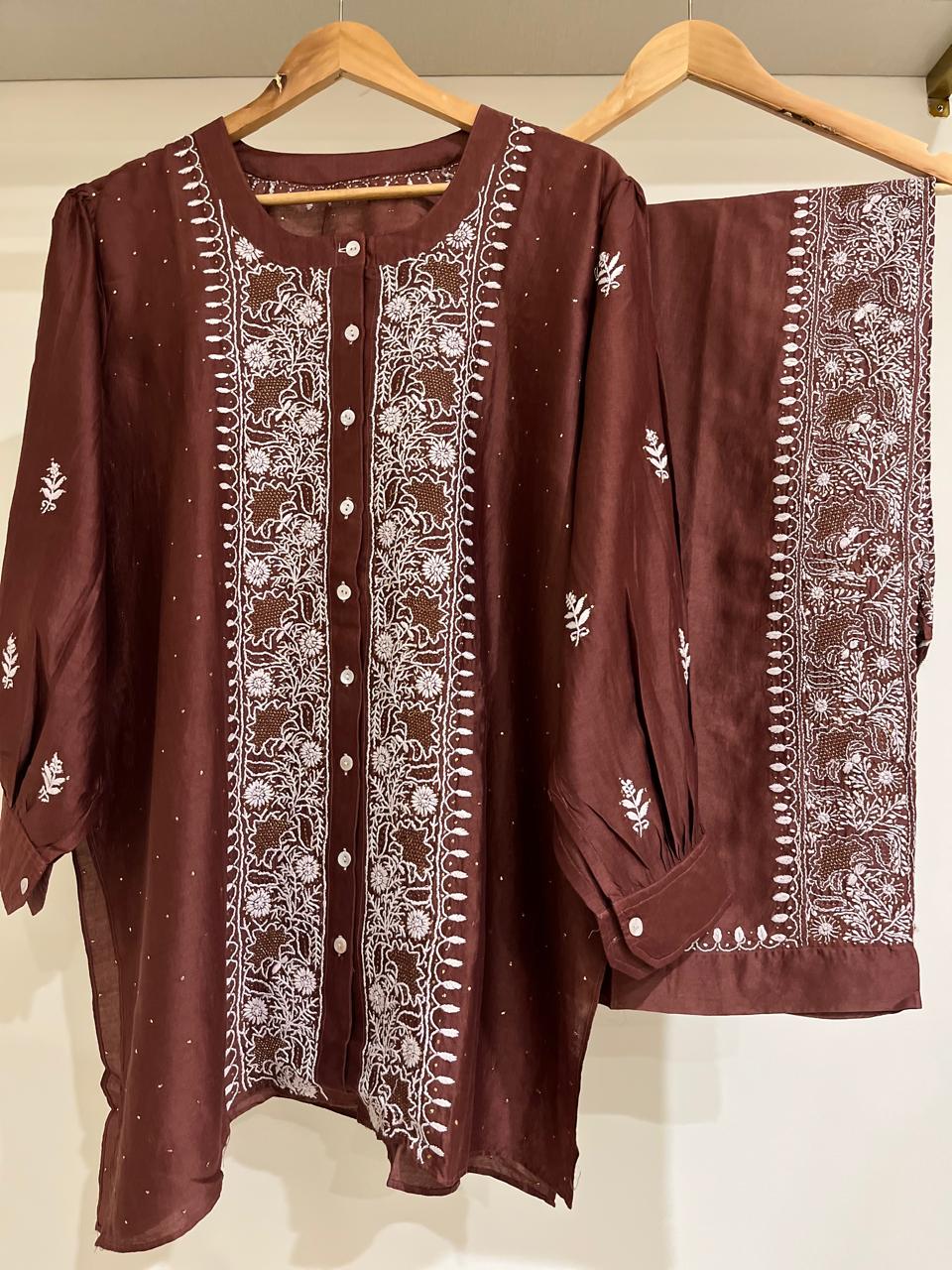 Pure Chanderi Embellished Co-ord Set for Women