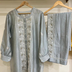 Pure Chanderi Embellished Co-ord Set for Women