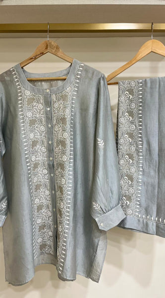 Pure Chanderi Embellished Co-ord Set for Women