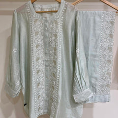 Pure Chanderi Embellished Co-ord Set for Women