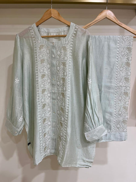 Pure Chanderi Embellished Co-ord Set for Women