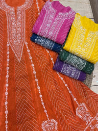 Mul Chanderi Anarkali Suit Set with Mukaish Embroidery