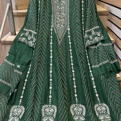 Mul Chanderi Anarkali Suit Set with Mukaish Embroidery