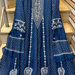 Mul Chanderi Anarkali Suit Set with Mukaish Embroidery