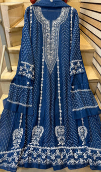 Mul Chanderi Anarkali Suit Set with Mukaish Embroidery