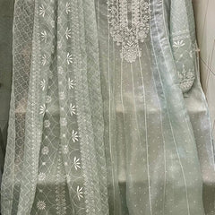 Pure Organza Anarkali Set with Pearl, Sequin & Katdana Work