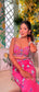 Fuchsia Multicolor Embellished Blouse & Plazo Set
