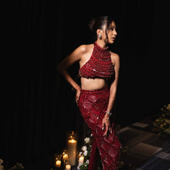 Mixed Media Halter Top & Lattice Work Skirt Set