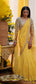Yellow Embellished Blouse & Fishtail Skirt Set with Cape