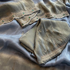 Soft Tissue Munga Silk Saree with Zardozi Embellishment