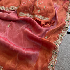 Soft Tissue Munga Silk Saree with Zardozi Embellishment