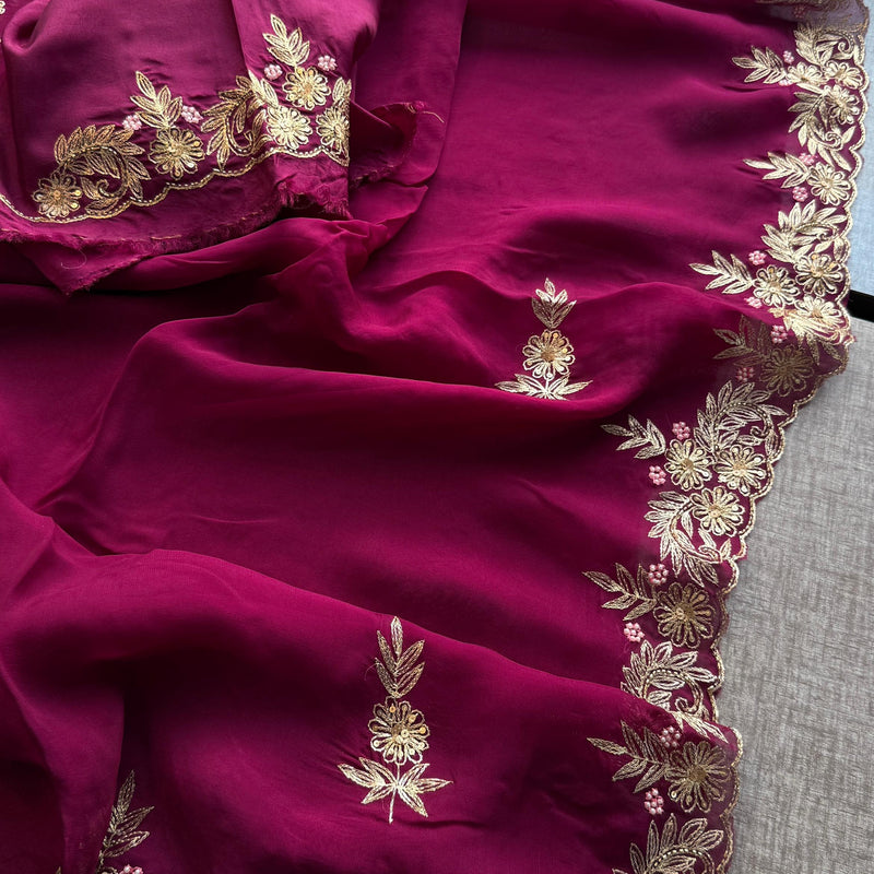 Soft Organza Silk Saree with Kasab & Pearl Detailing