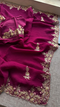 Soft Organza Silk Saree with Kasab & Pearl Detailing