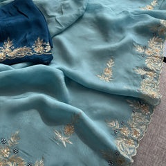 Soft Organza Silk Saree with Kasab & Pearl Detailing