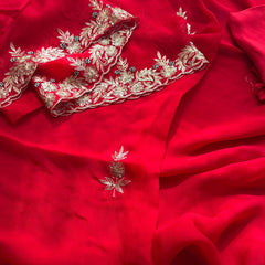 Soft Organza Silk Saree with Kasab & Pearl Detailing