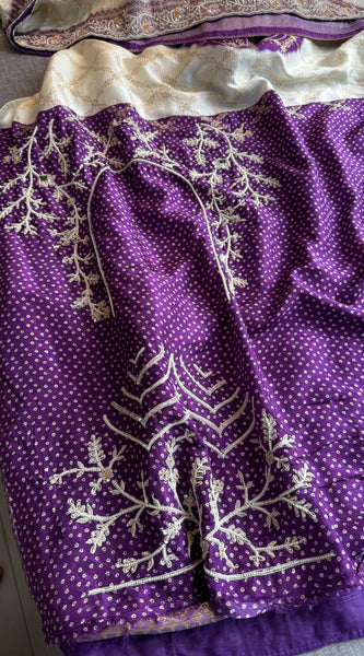 Banarasi Munga Silk Saree with Zardozi & Pearl Work