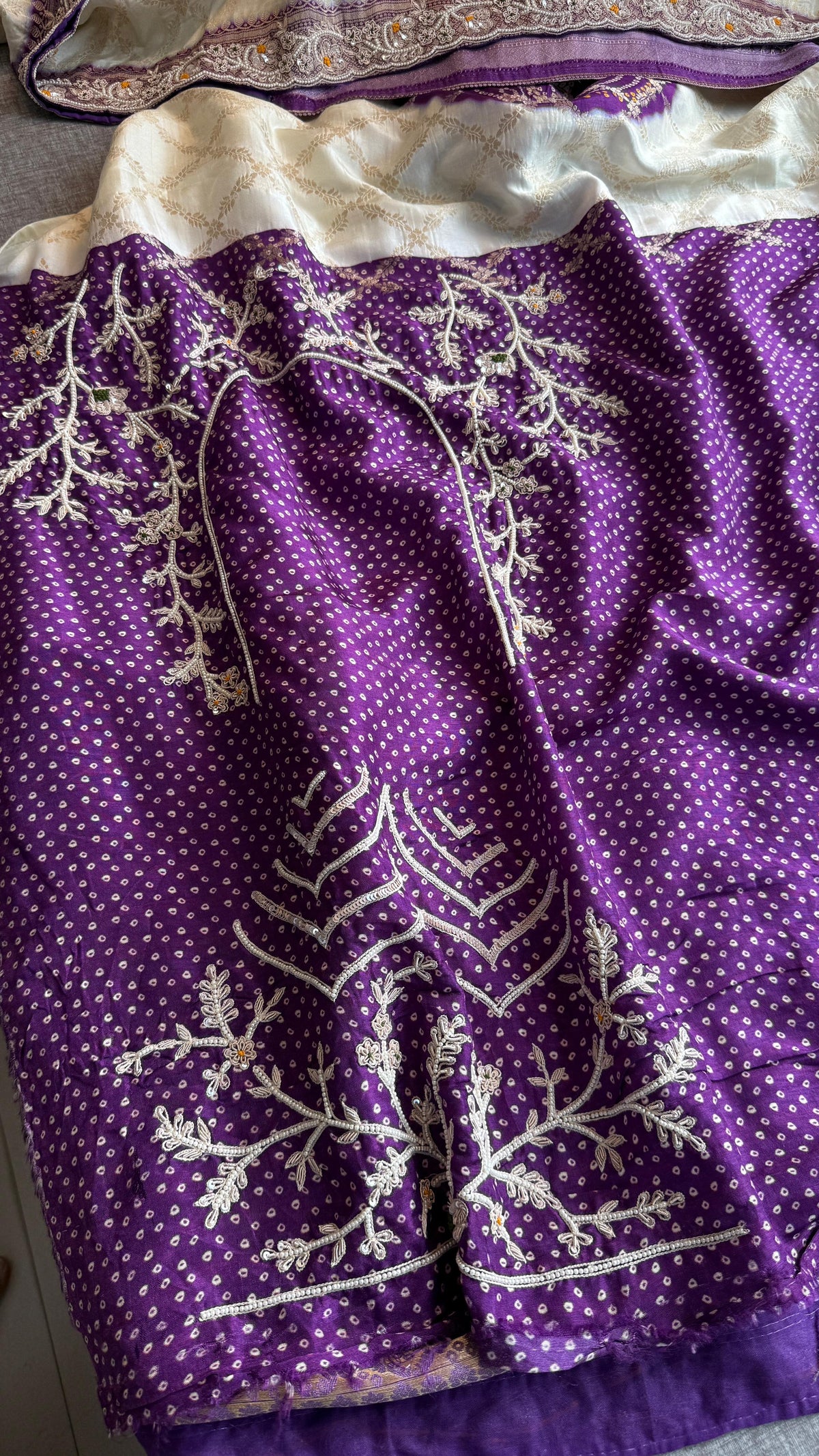 Banarasi Munga Silk Saree with Zardozi & Pearl Work