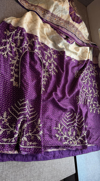 Banarasi Munga Silk Saree with Zardozi & Pearl Work