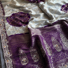Banarasi Munga Silk Saree with Zardozi & Pearl Work