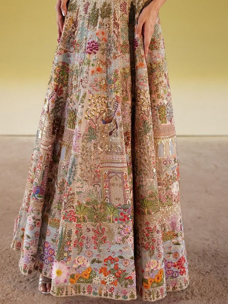 Multicoloured Embroidered Halter Gown