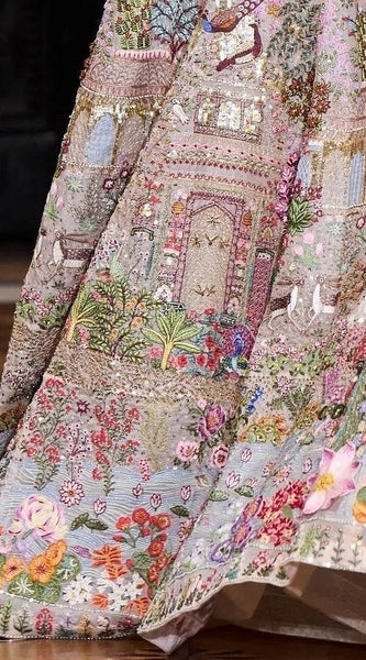 Multicoloured Embroidered Halter Gown