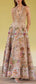 Multicoloured Embroidered Halter Gown