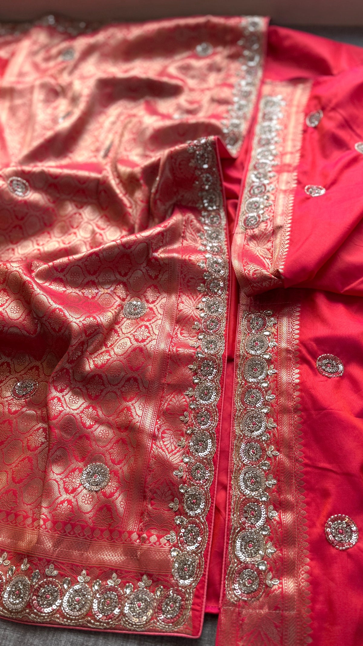 Soft Munga Silk Saree with Kutdana & Zarkan Embellishment