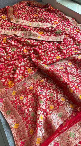 Khaddi Georgette Banarasi Silk Saree with Meena Weaving