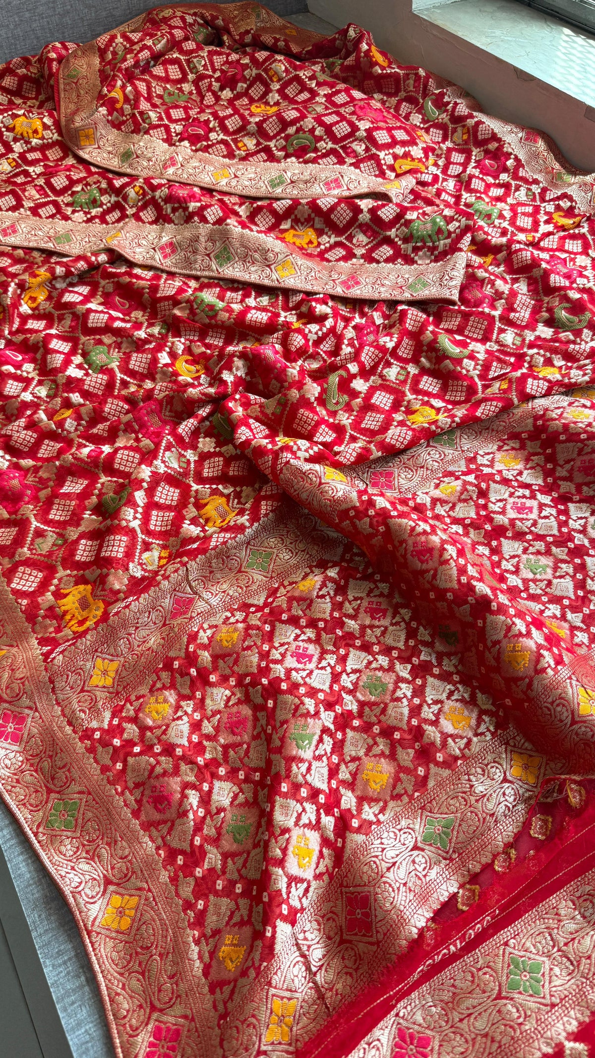 Khaddi Georgette Banarasi Silk Saree with Meena Weaving