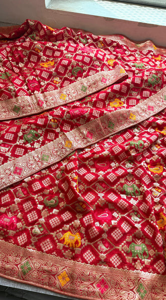 Khaddi Georgette Banarasi Silk Saree with Meena Weaving