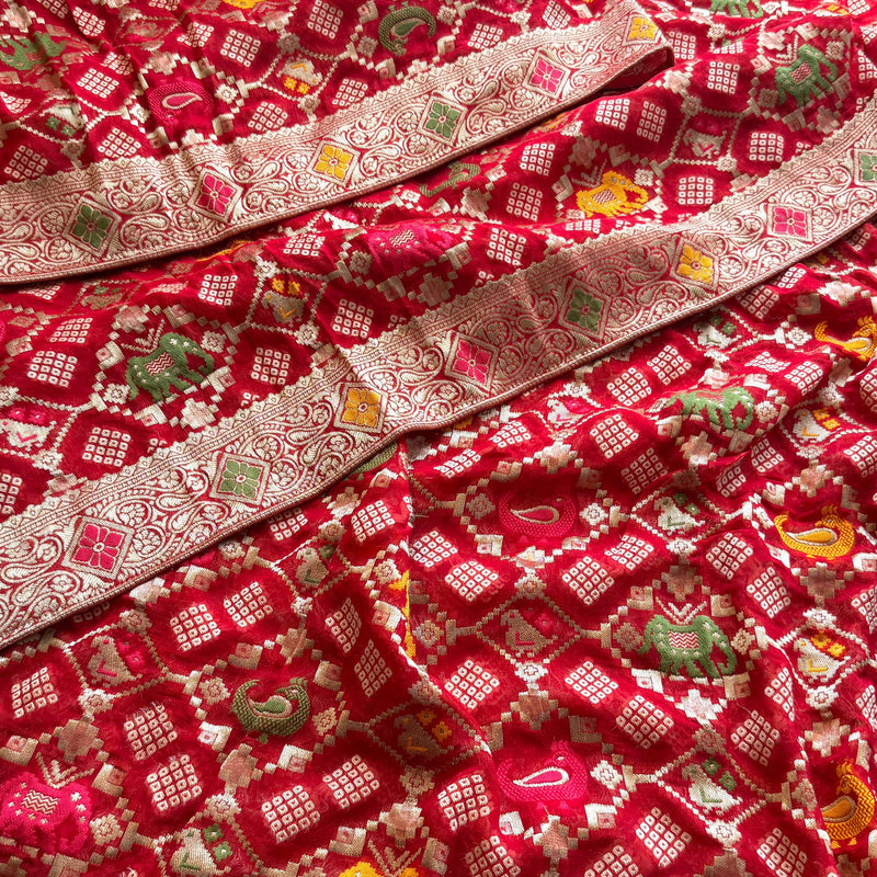 Khaddi Georgette Banarasi Silk Saree with Meena Weaving