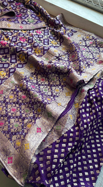 Khaddi Georgette Banarasi Silk Saree with Meena Weaving
