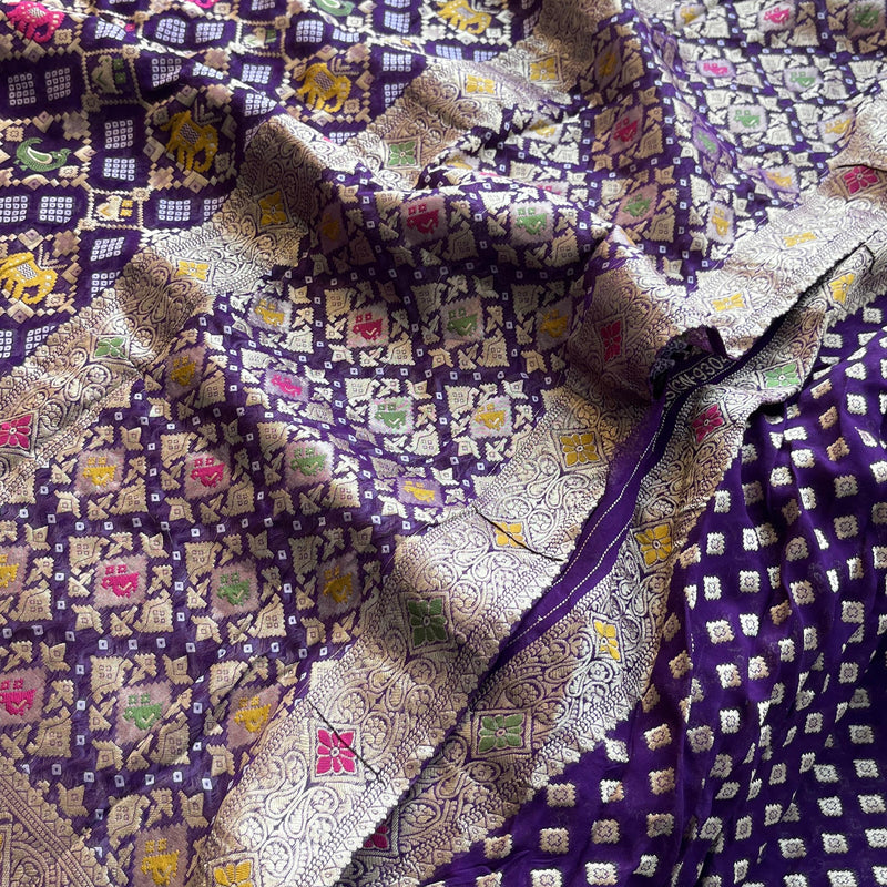 Khaddi Georgette Banarasi Silk Saree with Meena Weaving