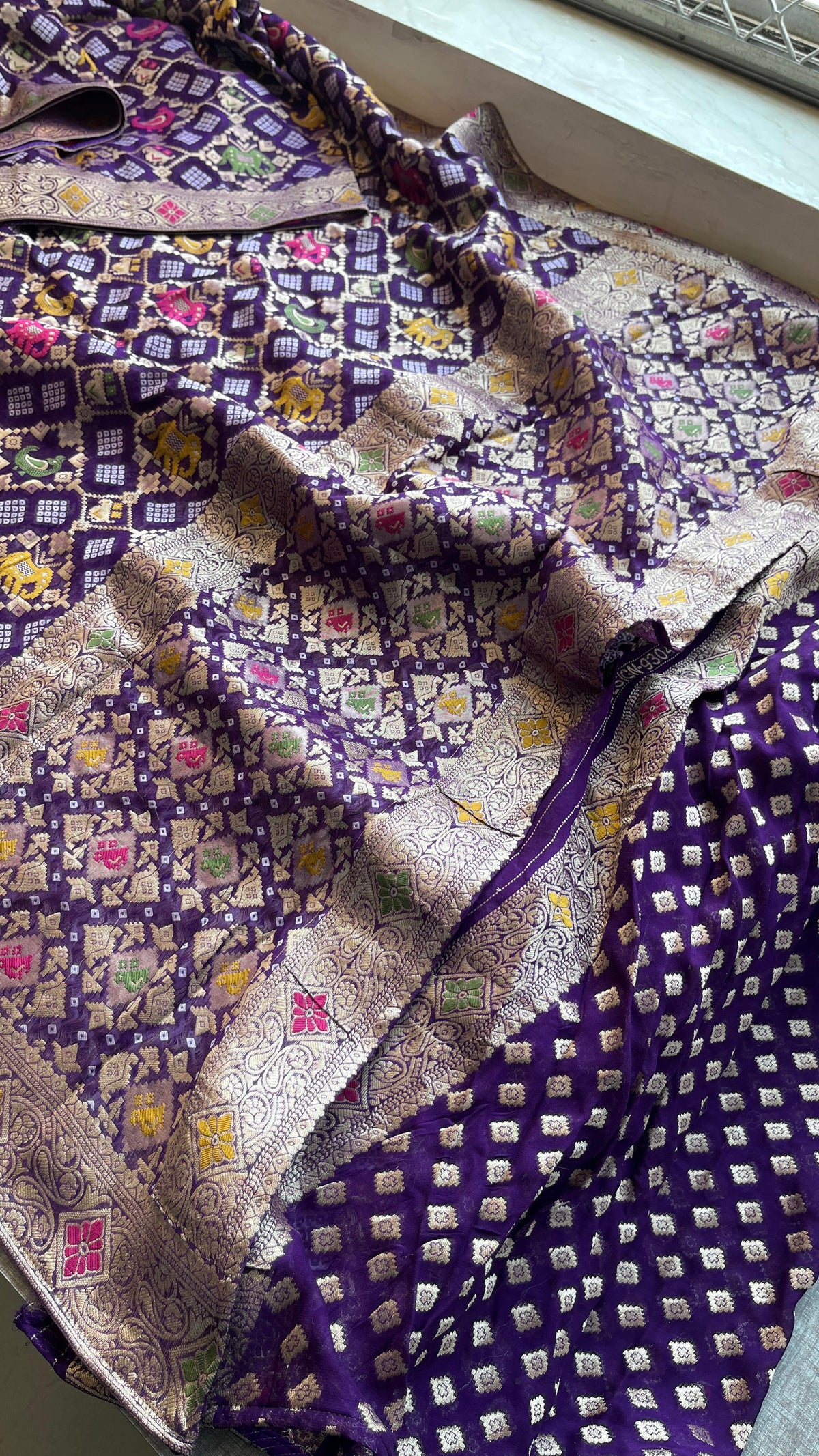 Khaddi Georgette Banarasi Silk Saree with Meena Weaving