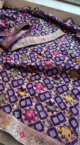 Khaddi Georgette Banarasi Silk Saree with Meena Weaving