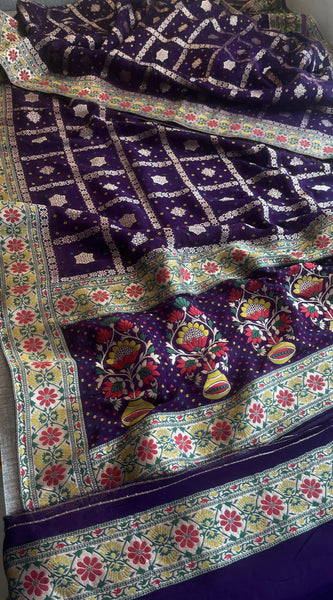 Khaddi Georgette Banarasi Silk Saree with Meena Weaving