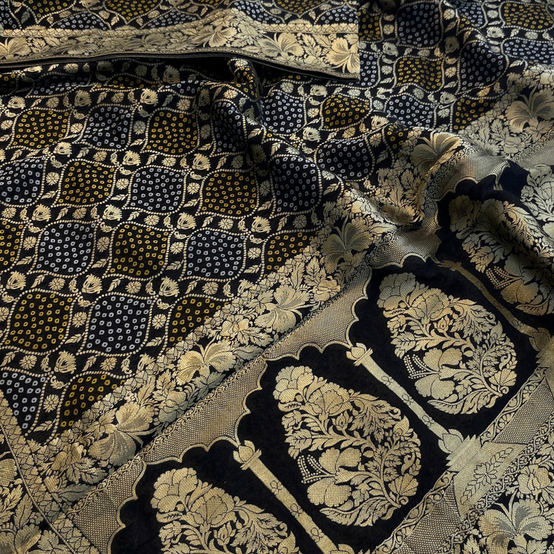Khaddi Georgette Banarasi Silk Saree with Meena Weaving