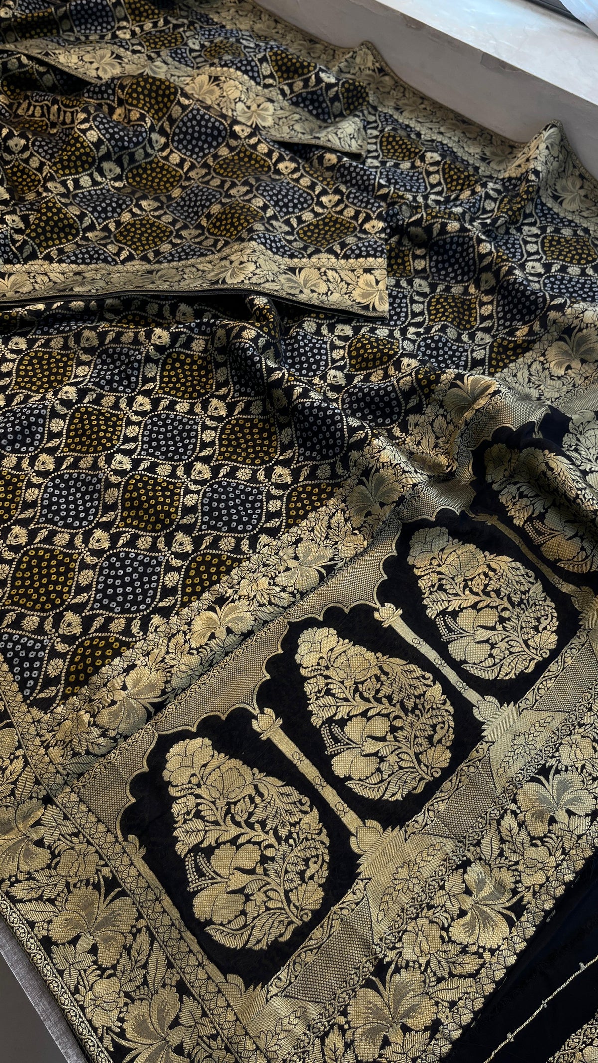 Khaddi Georgette Banarasi Silk Saree with Meena Weaving