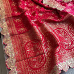 Jacquard Munga Silk Saree with Marodi Zari Border