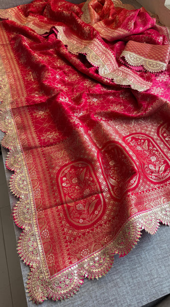Jacquard Munga Silk Saree with Marodi Zari Border