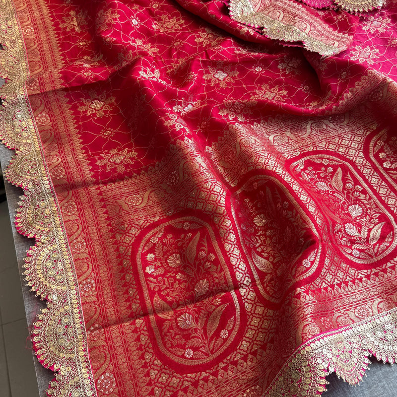 Jacquard Munga Silk Saree with Marodi Zari Border
