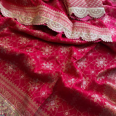 Jacquard Munga Silk Saree with Marodi Zari Border