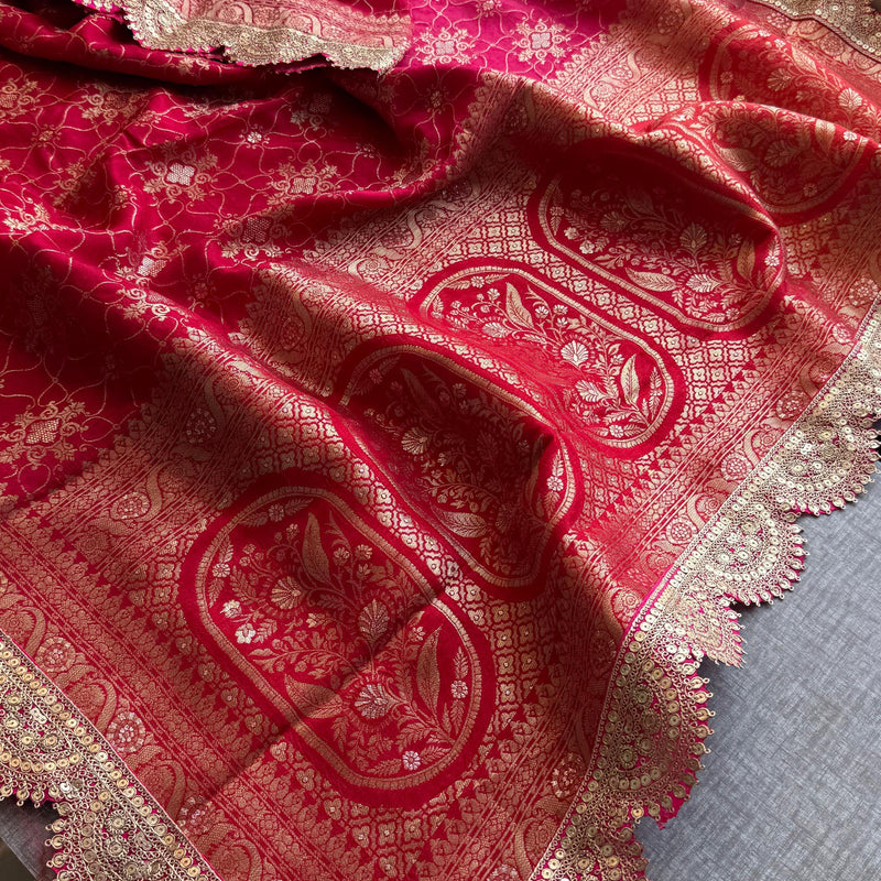 Jacquard Munga Silk Saree with Marodi Zari Border